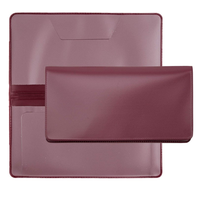 CAROUSELCHECKS Burgundy Vinyl Checkbook Cover, Top Tear Personal Vinyl Checkbook Cover - Image 5